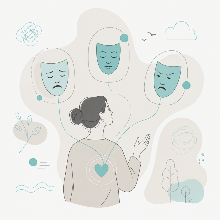 Illustratie van een volwassene die mentale onrust ervaart en moeite heeft om te ontspannen, passend bij ADHD en het gevoel altijd aan te staan.